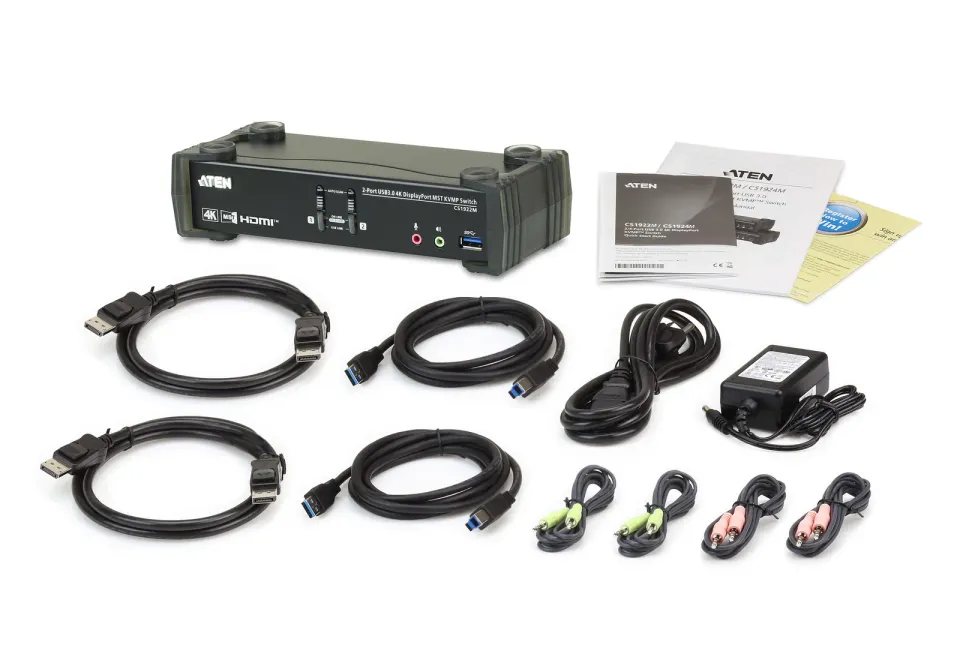 ATEN 2-Port USB3.0 4K DisplayPort KVMP Switch with Built-in MST Hub