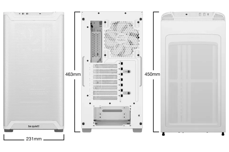 Be quiet! skříň PURE BASE 501 Airflow Window ATX / 2x140mm fan / USB-C / perforovaný přední panel / tvrzené sklo bílá