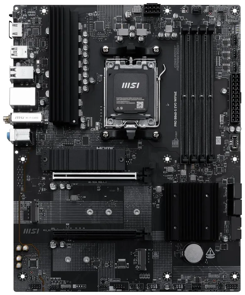 OPRAVENÉ - MSI PRO B840-S EVO WIFI6E / AMD B840 / AM5 / 4x DDR5 / 3x M.2 / HDMI / ATX