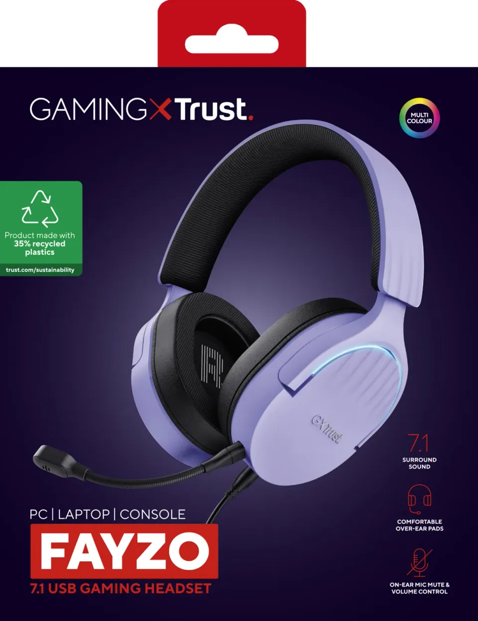 Trust Gaming GXT 490 Fayzo/7.1/USB/Drát/Fialová