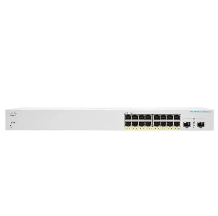Cisco CBS220-16P-2G (16xGbE,2xSFP,16xPoE+,130W,fanless)