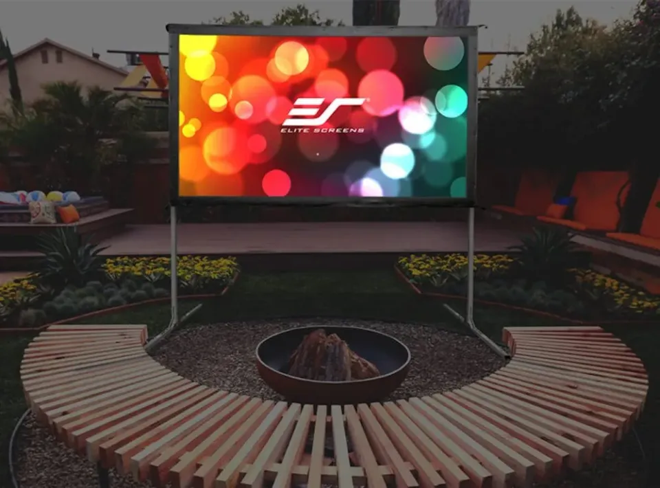 ELITE SCREENS plátno mobilní outdoor stativ 135" (342,9cm)/ 16:9/ 168,1×299cm/ hliníkový/ přední a zadní projekce