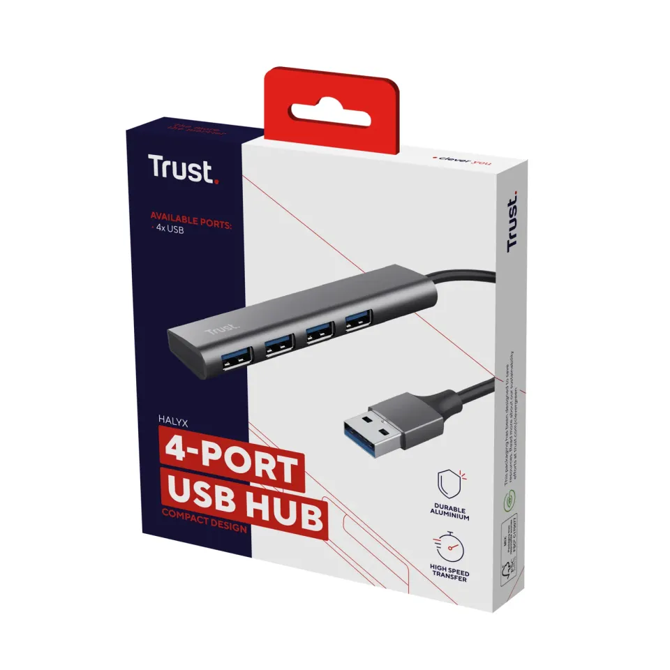 TRUST Rozbočovač Halyx Aluminium 4 Port USB 3.2 Gen1 Hub