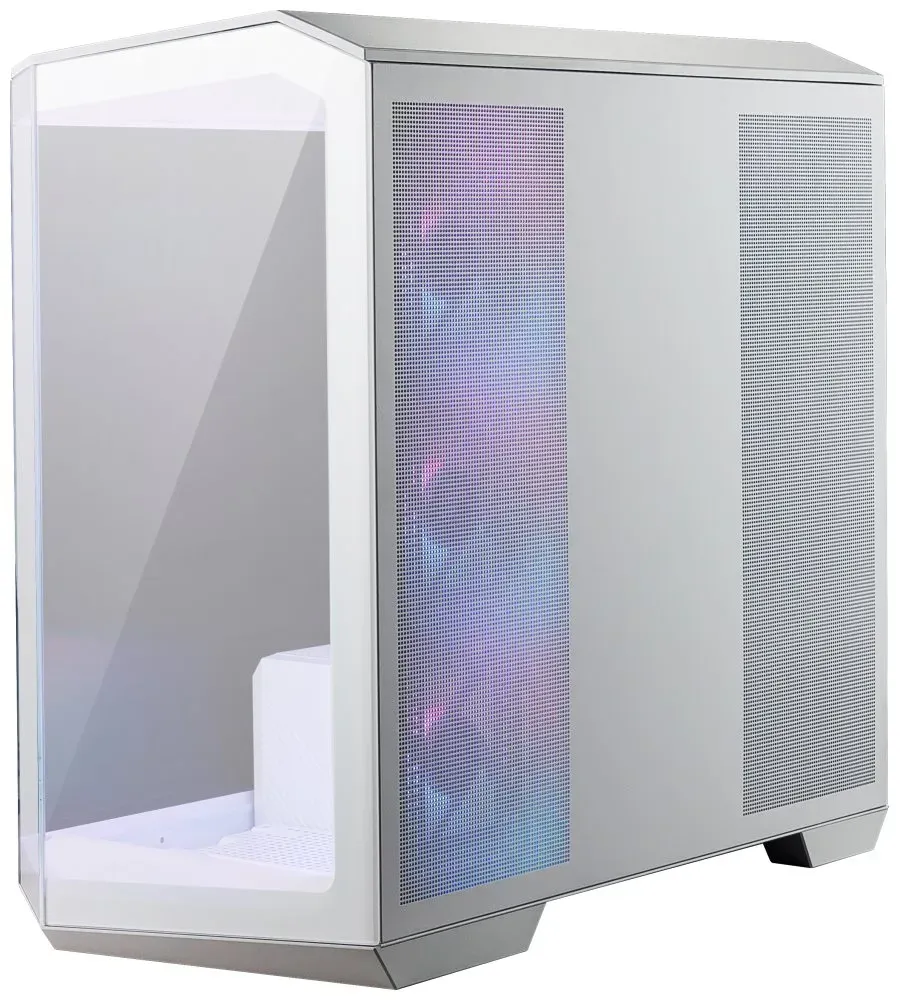 MSI skříň MAG PANO M100R PZ White/ bez zdroje/ levé a přední sklo/ 4x 120 mm A-RGB fan/ 1x USB-C/ 1x USB3.2/ bílá