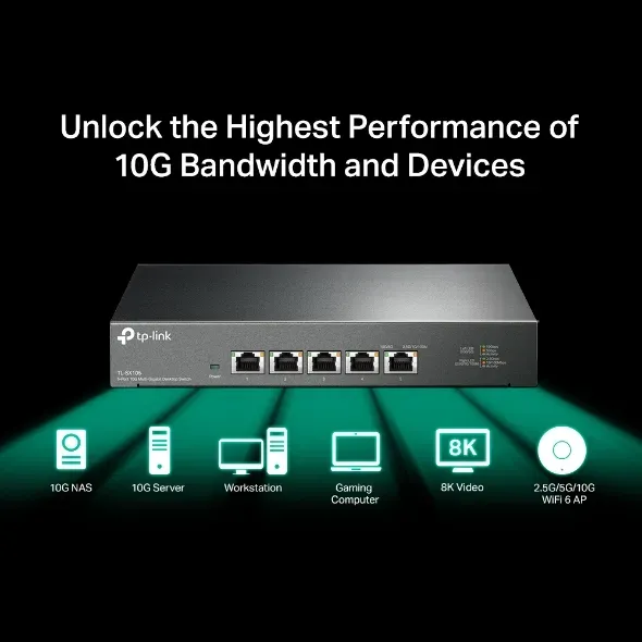 TP-Link TL-SX105 - 5-Port 10G Multi-Gigabit Desktop Switch