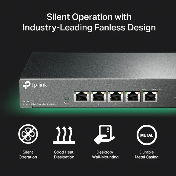 TP-Link TL-SX105 - 5-Port 10G Multi-Gigabit Desktop Switch