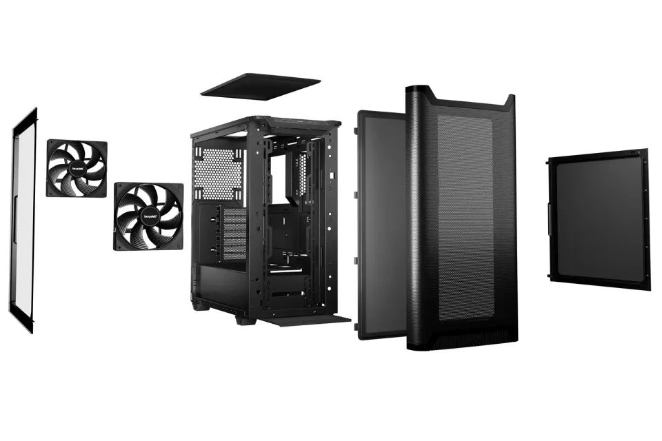 Be quiet! skříň PURE BASE 501 Airflow Window / ATX / 2x140mm fan / USB-C / perforovaný přední panel / tvrzené sklo černá
