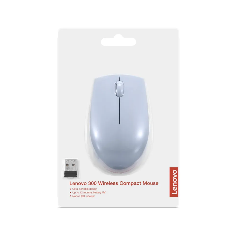 Lenovo myš 300 Wireless Compact (Frost Blue = světle modrá) s baterií