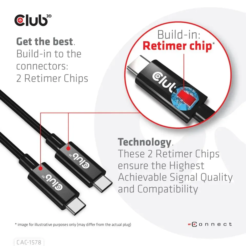 Club3D Kabel USB4 Gen3x2 Type-C Oboustranný kabel 8K60Hz, Data 40 Gbps, PD 240W(48V/5A) EPR M/M 2m
