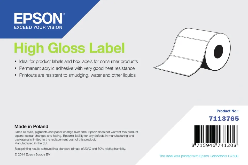 High Gloss Label, Die-Cut, 105mm x 210mm, 273 L