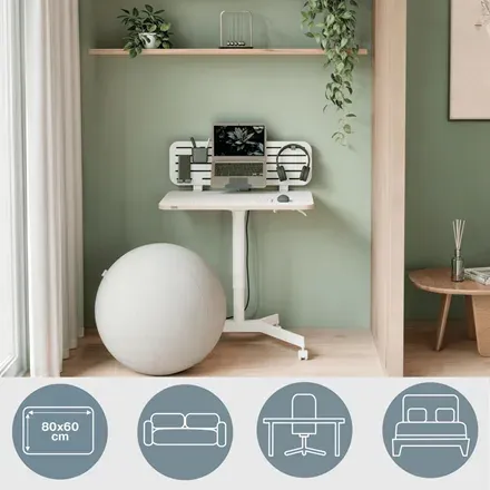 Leitz Ergo výškově nastavitelný pojízdný ergonomický stůl, bílý