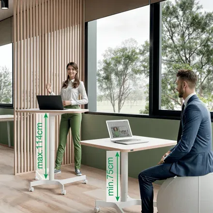 Leitz Ergo výškově nastavitelný pojízdný ergonomický stůl, bílý