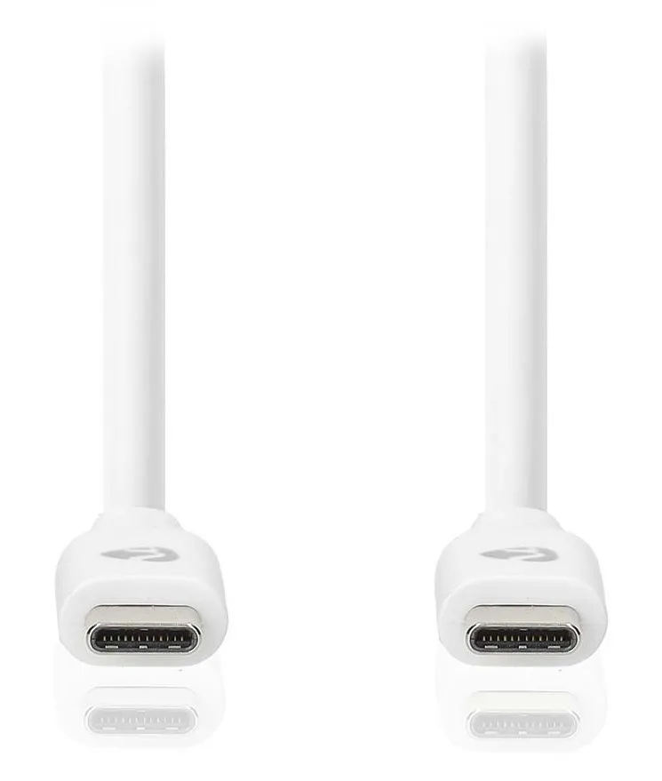 NEDIS kabel USB 3.2 Gen 1/ zástrčka USB-C - zástrčka USB-C/ 60 W/ 4K@60Hz/ 5 Gbps/ poniklovaný/ bílý/ box/ 3m