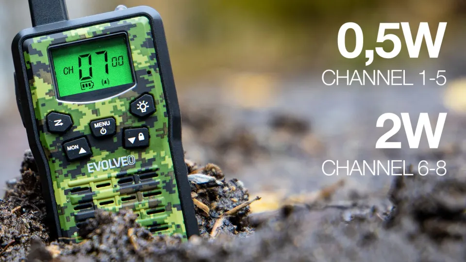 EVOLVEO FreeTalk 2W, PMR vysílačky s výkonem 0,5 a 2W, dosah až 15km