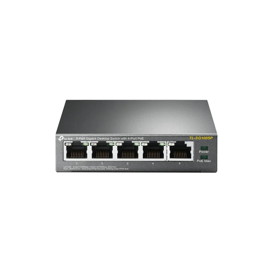 TP-LINK TL-SG1005P Desktop-Switch mit 5 Gigabit-Ports, 4 Ports mit PoE