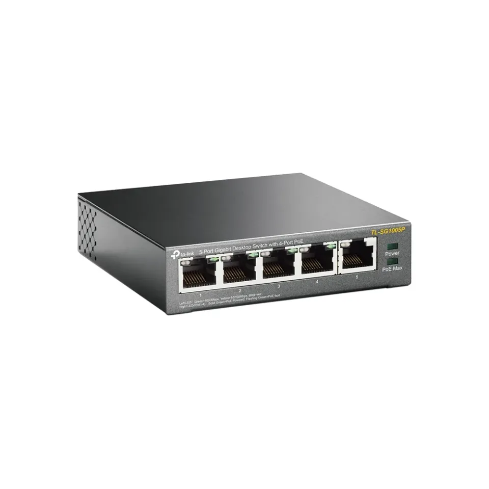TP-LINK TL-SG1005P Stolní switch s 5 gigabitovými porty, 4 porty mají PoE