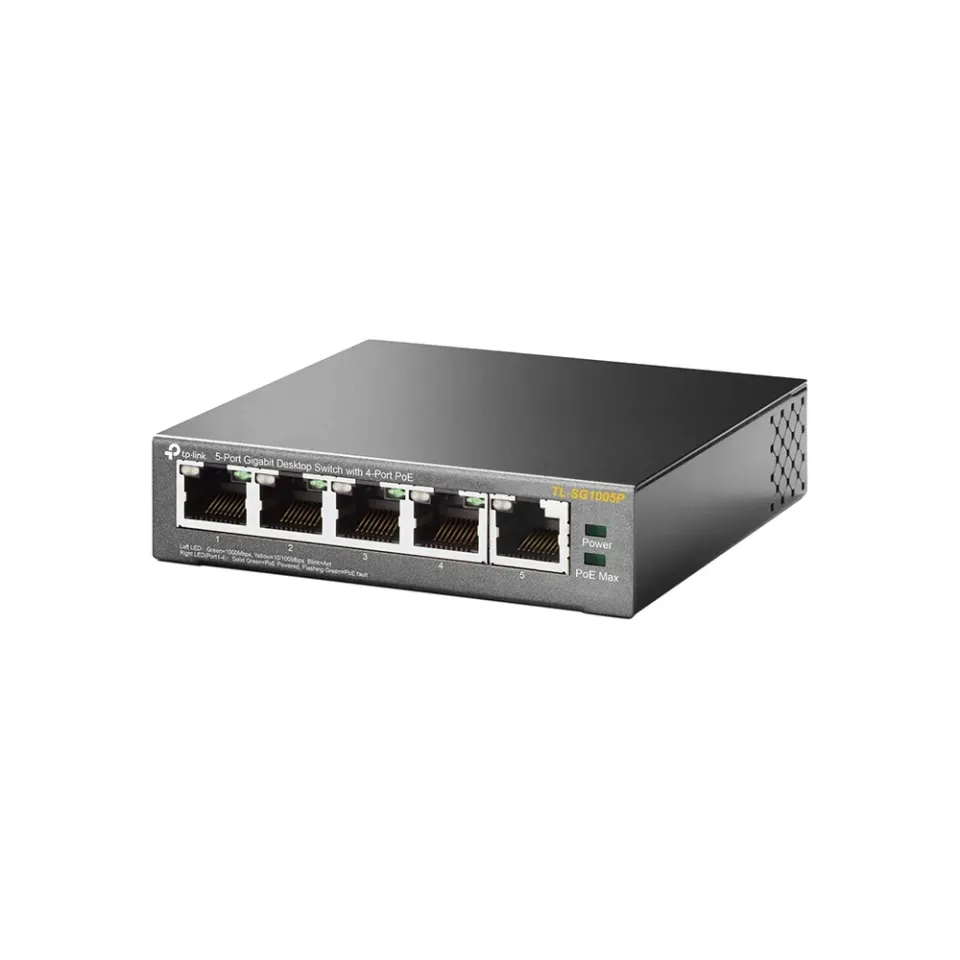 TP-LINK TL-SG1005P Stolní switch s 5 gigabitovými porty, 4 porty mají PoE