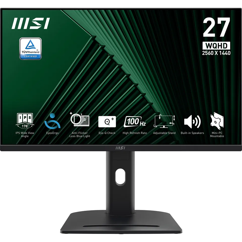 MSI monitor PRO MP275QPG 27" IPS/2560x1440(WQHD)/100Hz/1ms/2xHDMI/DP/Výšk.nastav