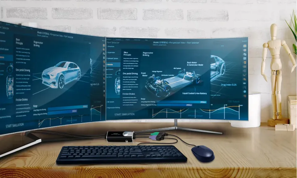 ATEN 2-Portový USB Bezokrajový kabelový KVM přepínač