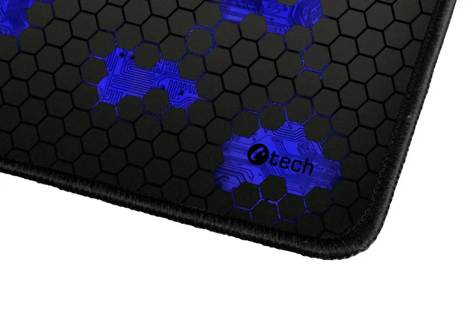 C-TECH Herní podložka pod myš ANTHEA CYBER BLUE, 320x270x4mm, obšité okraje
