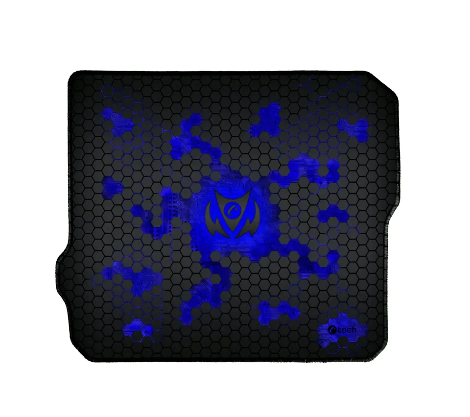 C-TECH Herní podložka pod myš ANTHEA CYBER BLUE, 320x270x4mm, obšité okraje