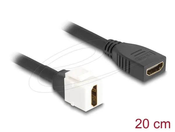 Delock Kabel HDMI Keystone modulu ze zásuvky na zásuvku, 8K 60 Hz, 20 cm, černý