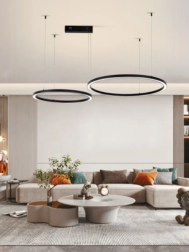 IMMAX NEO FINO NEW SMART závěsné svítidlo 2 kruhy, 60+80cm, 93W, černé, Zigbee 3.0, TUYA