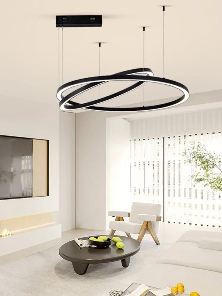 IMMAX NEO FINO NEW SMART závěsné svítidlo 2 kruhy, 60+80cm, 93W, černé, Zigbee 3.0, TUYA