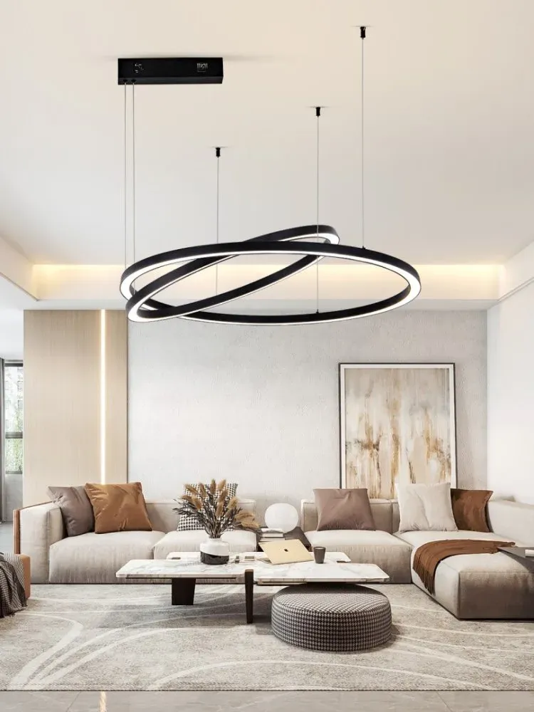IMMAX NEO FINO NEW SMART závěsné svítidlo 2 kruhy, 60+80cm, 93W, černé, Zigbee 3.0, TUYA