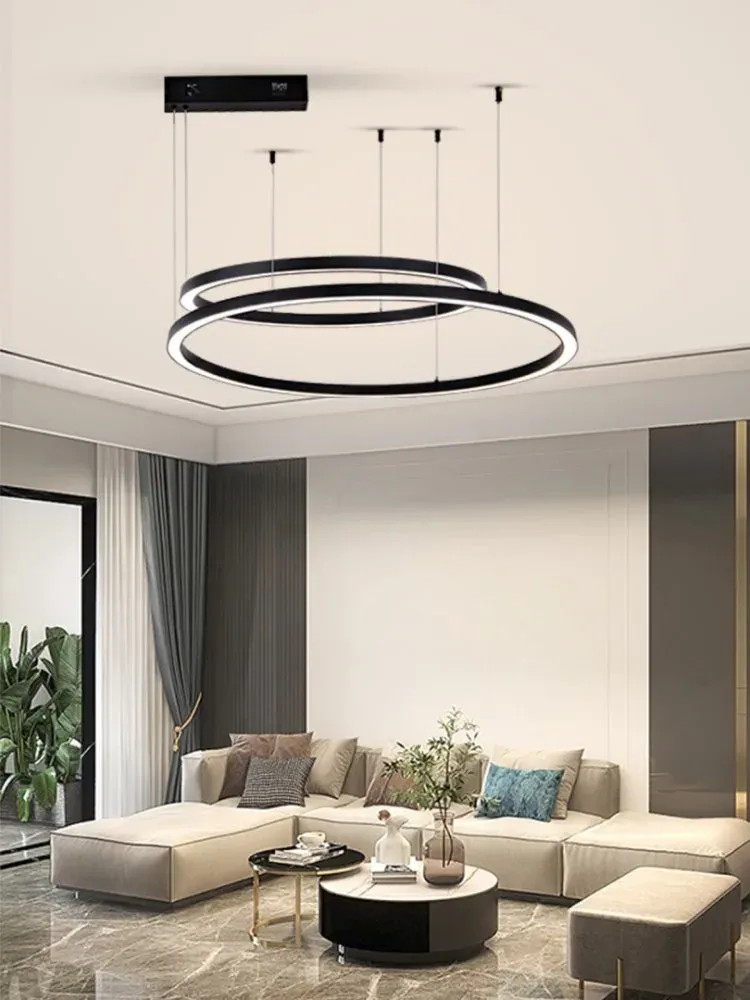 IMMAX NEO FINO NEW SMART závěsné svítidlo 2 kruhy, 60+80cm, 93W, černé, Zigbee 3.0, TUYA