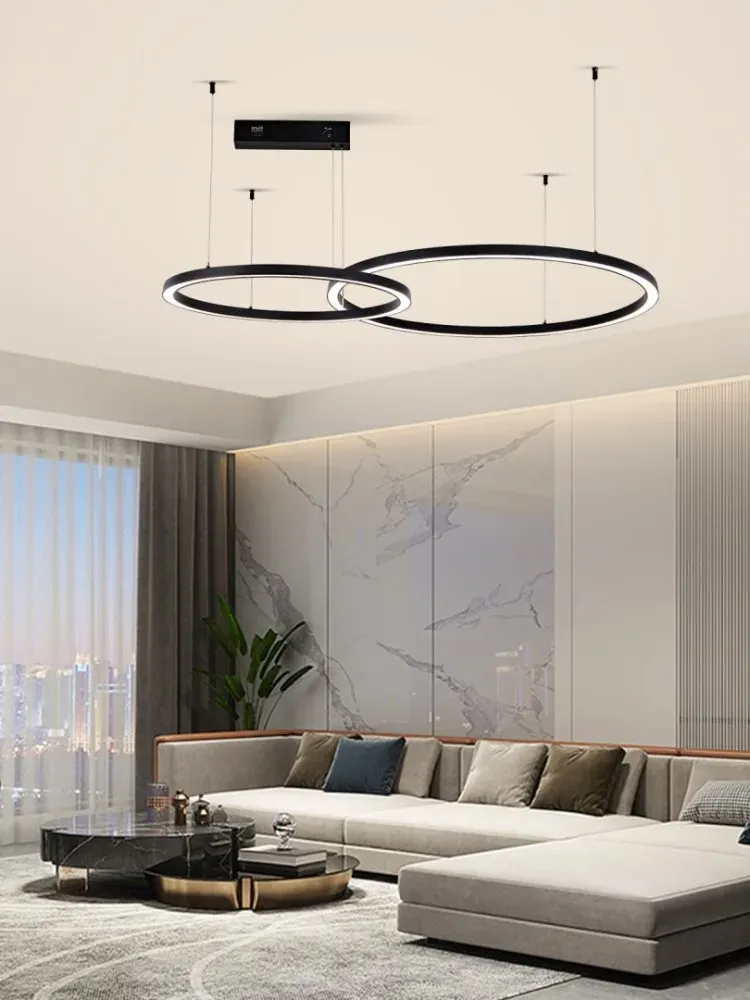 IMMAX NEO FINO NEW SMART závěsné svítidlo 2 kruhy, 60+80cm, 93W, černé, Zigbee 3.0, TUYA