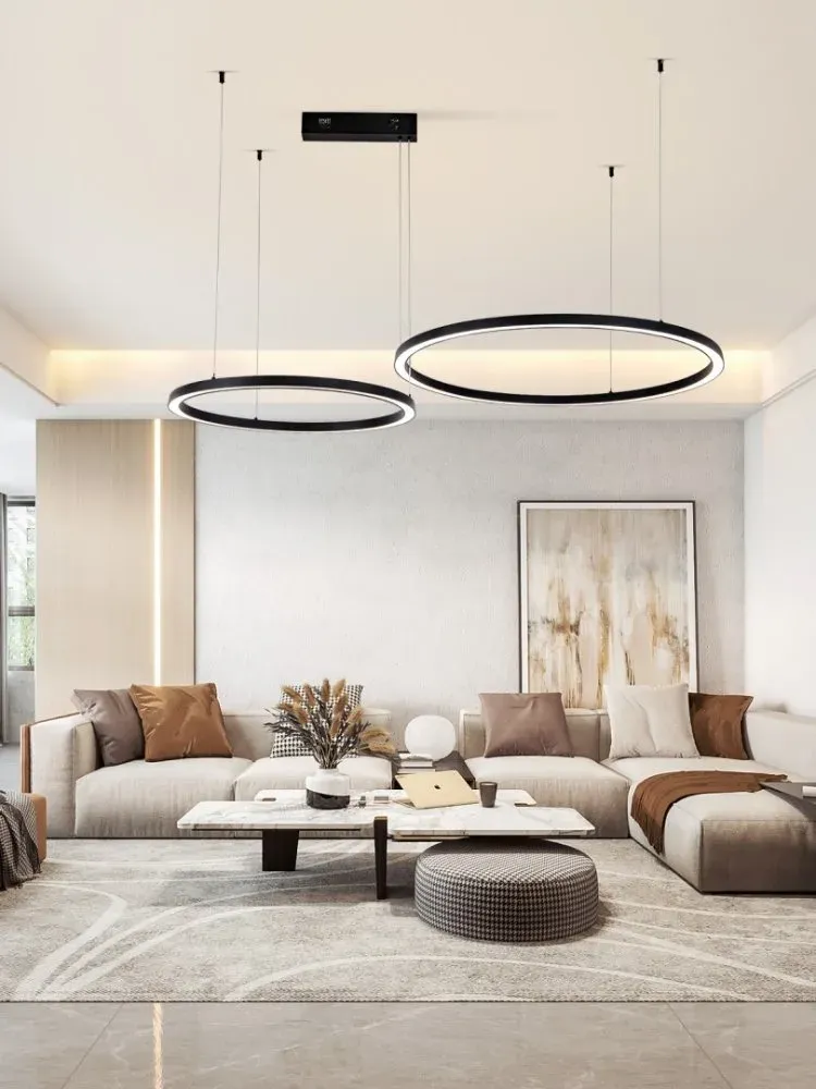IMMAX NEO FINO NEW SMART závěsné svítidlo 2 kruhy, 60+80cm, 93W, černé, Zigbee 3.0, TUYA