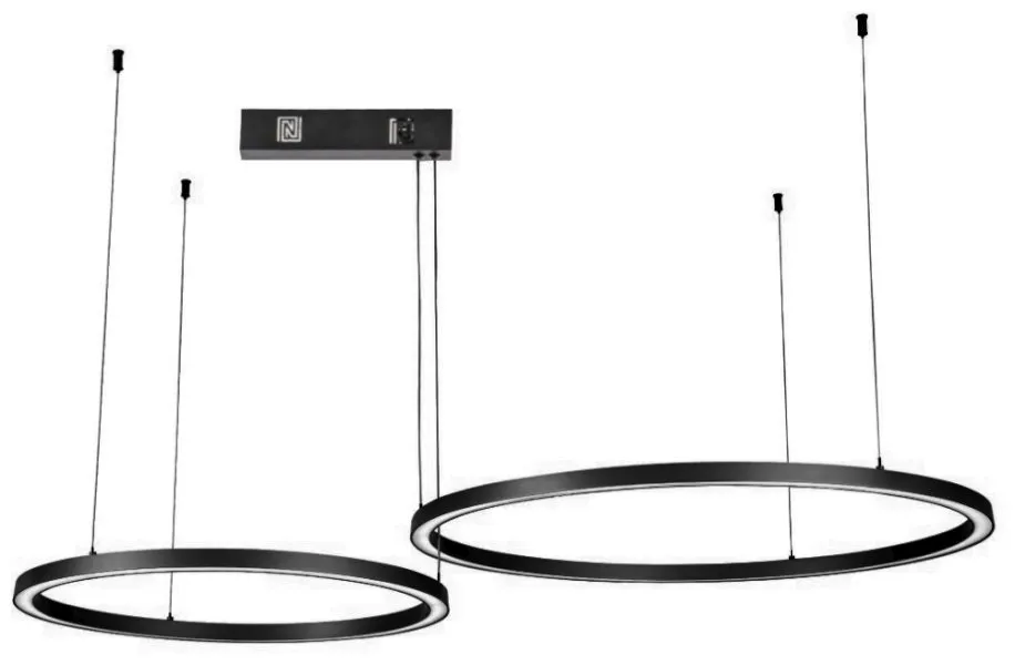 IMMAX NEO FINO NEW SMART závěsné svítidlo 2 kruhy, 60+80cm, 93W, černé, Zigbee 3.0, TUYA