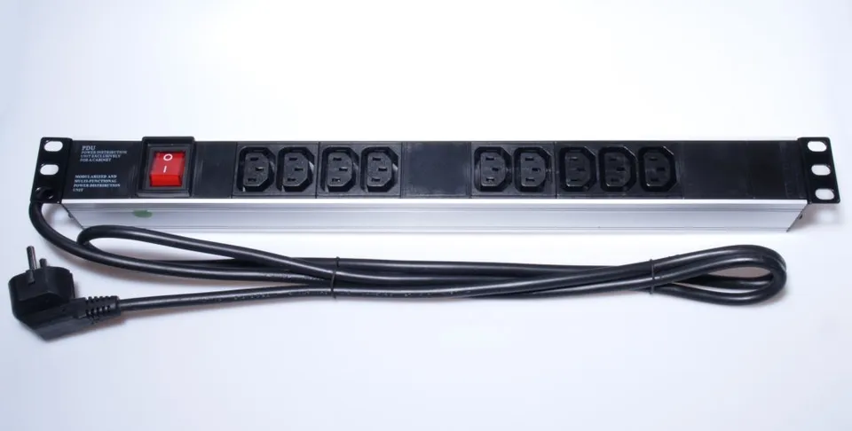 PremiumCord Panel napájecí do 19" racku 1U, 9xIEC (C13), 2m kabel,vypínač