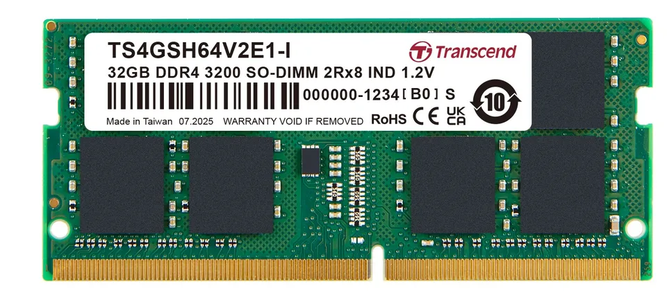Transcend paměť 32GB Industrial DDR4 3200 SO-DIMM 2Rx8 IND 2Gx8 CL22 1.2V SEC-1z