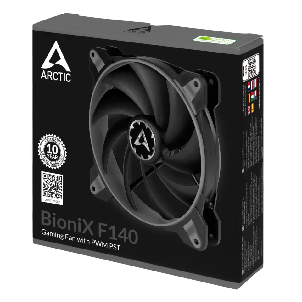 ARCTIC BioniX F140 (Grey) – 140mm eSport fan with 3-phase motor, PWM control and PST technology