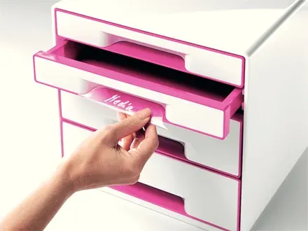 LEITZ Zásuvkový box WOW CUBE, 4 zásuvky, růžová