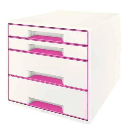 LEITZ Zásuvkový box WOW CUBE, 4 zásuvky, růžová