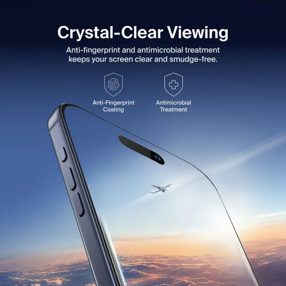 Belkin SCREENFORCE UltraGlass2 Anti-Microbial ochranné sklo pro iPhone 16 / 15 /