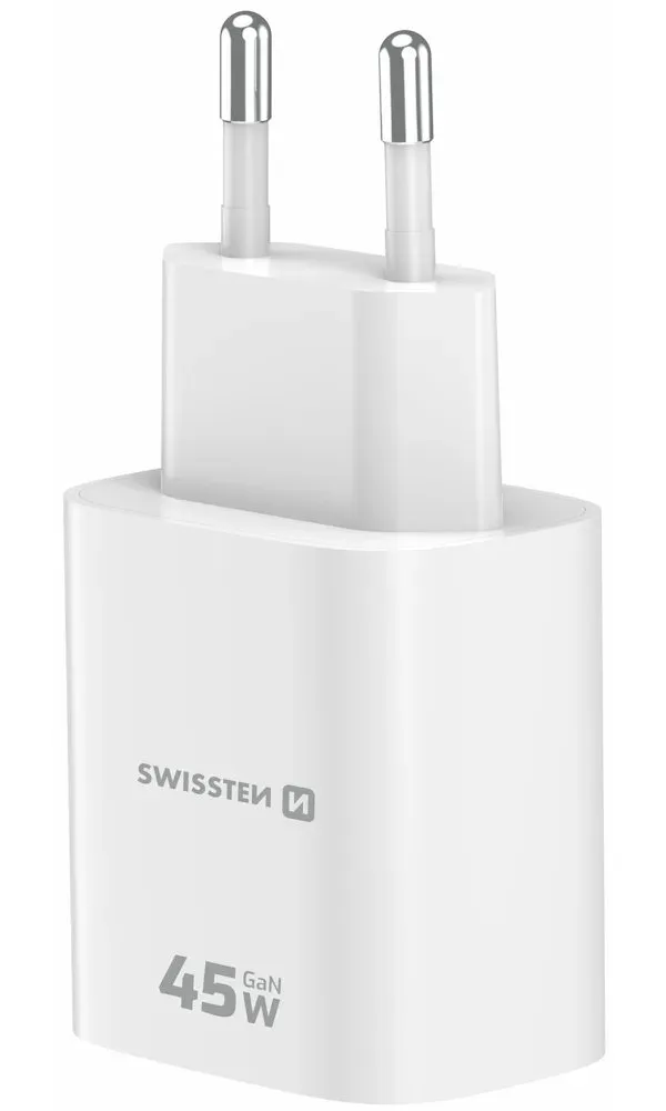 Swissten Síťový Adaptér Edge GaN 1x USB-C PD 45W + 1x USB-A 18W QC Bílý