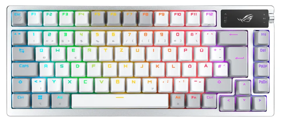 ASUS klávesnice ROG AZOTH Moonlight White, mechanická, Bluetooth, US, bílá