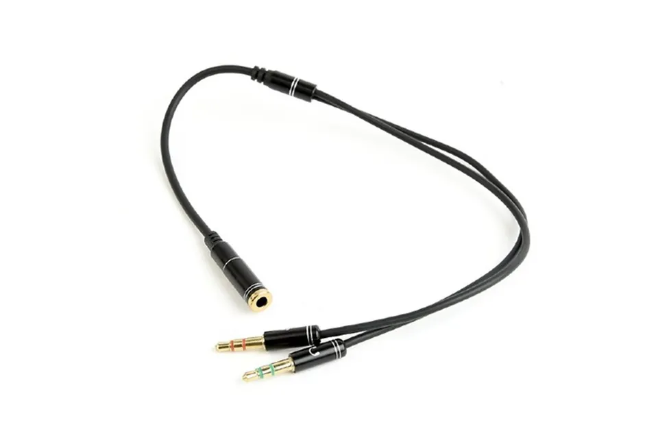 GEMBIRD CABLEXPERT Kabel rozdvojka jack 3,5mm (4 pólový) na 2x3,5mm F/M, kovové