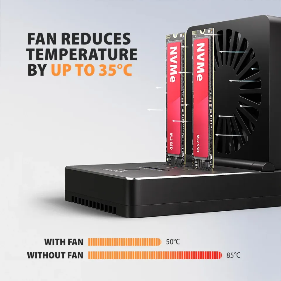 AXAGON ADSA-M2C22, USB-C 20Gbps dokovací stanice pro 2× M.2 NVMe/SATA SSD s funk