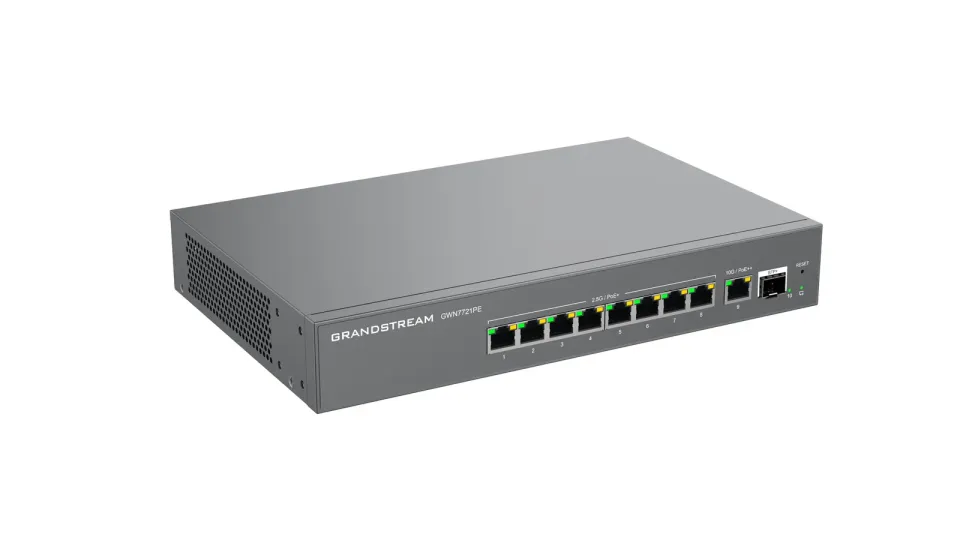 Grandstream GWN7721PE L2 Lite managed 2,5G switch, 8x 2.5GbE, 1x 10G, 1x SFP+, PoE++