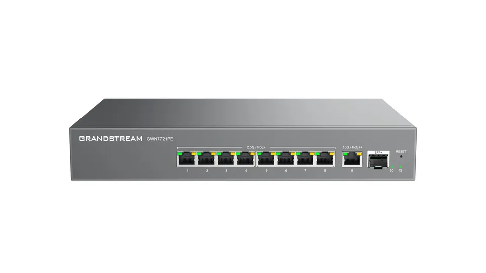 Grandstream GWN7721PE L2 Lite managed 2,5G switch, 8x 2.5GbE, 1x 10G, 1x SFP+, PoE++