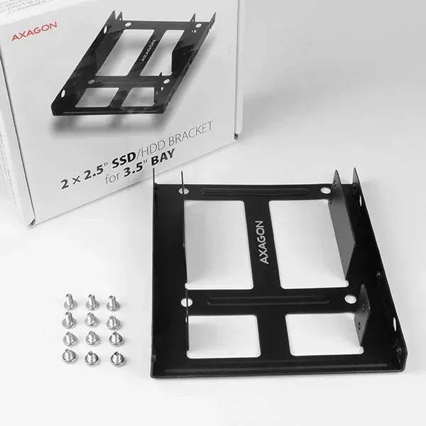 AXAGON RHD-225, kovový rámeček pro 2x 2.5" HDD/SSD do 3.5" pozice, montáž ventil