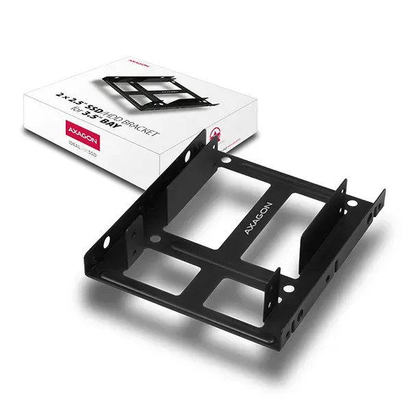 AXAGON RHD-225, kovový rámeček pro 2x 2.5" HDD/SSD do 3.5" pozice, montáž ventil