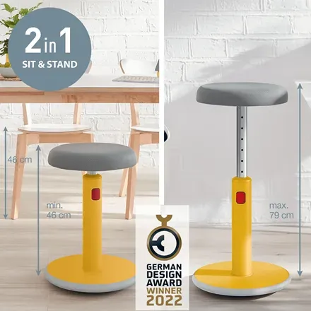 LEITZ Ergonomická balanční židle pro sezení/stání ERGO Cosy Stool, teplá žlutá