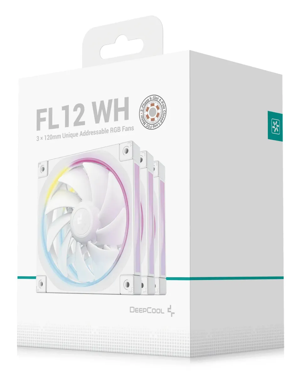DEEPCOOL Ventilátor FL12 WH 3v1, 3x120mm, ARGB, bílá