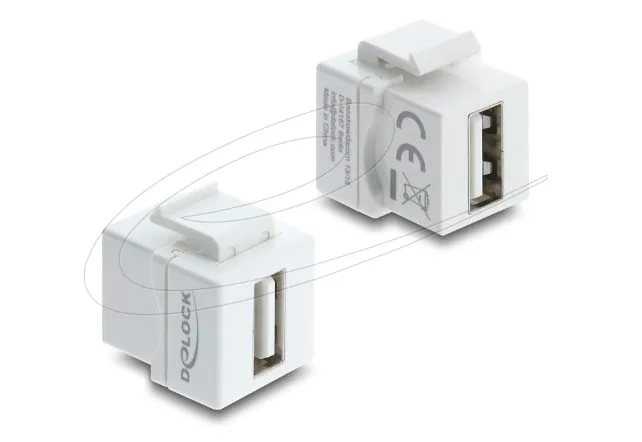 Delock Mini spojka modulů Keystone ze zásuvky USB 2.0 Typu-A na zásuvku USB 2.0